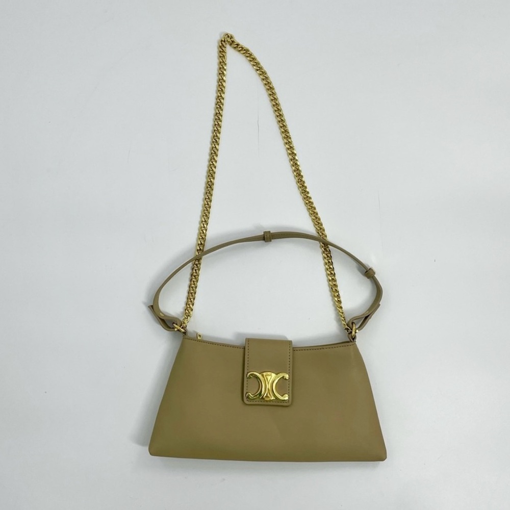 Designer Inspired Crescent Shoulder Bag or Crossbody Vegan Leather Tan Neutral